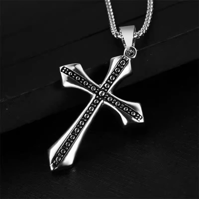 Planderful Jewelry Mens Stainless Steel Cross Necklace Domineering Fashion Pendant For Men