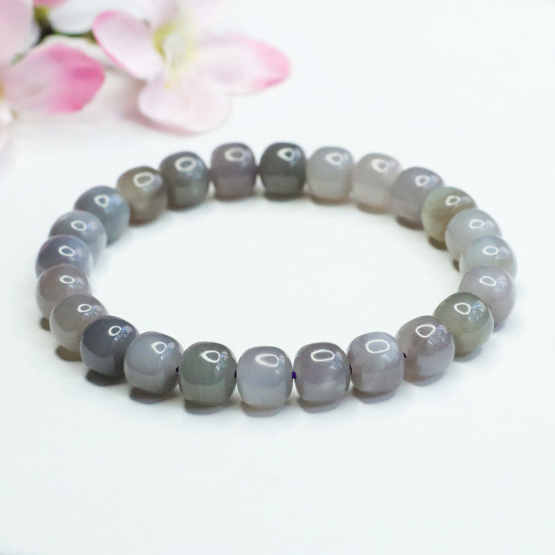 Smoke-Purple Hetian Jade Vintage Bead Bracelet
