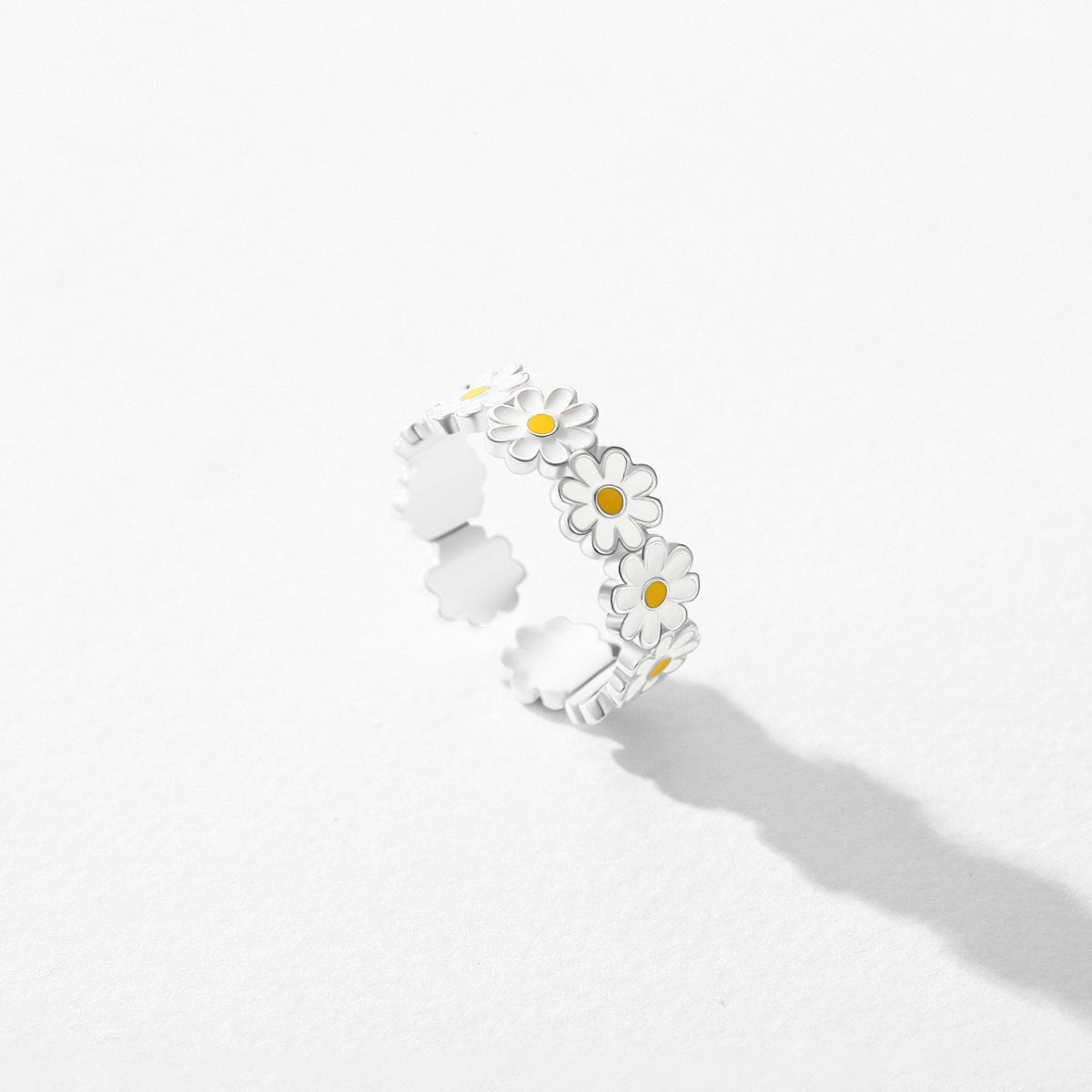 925 Sterling Silver Daisy Enamel Ring