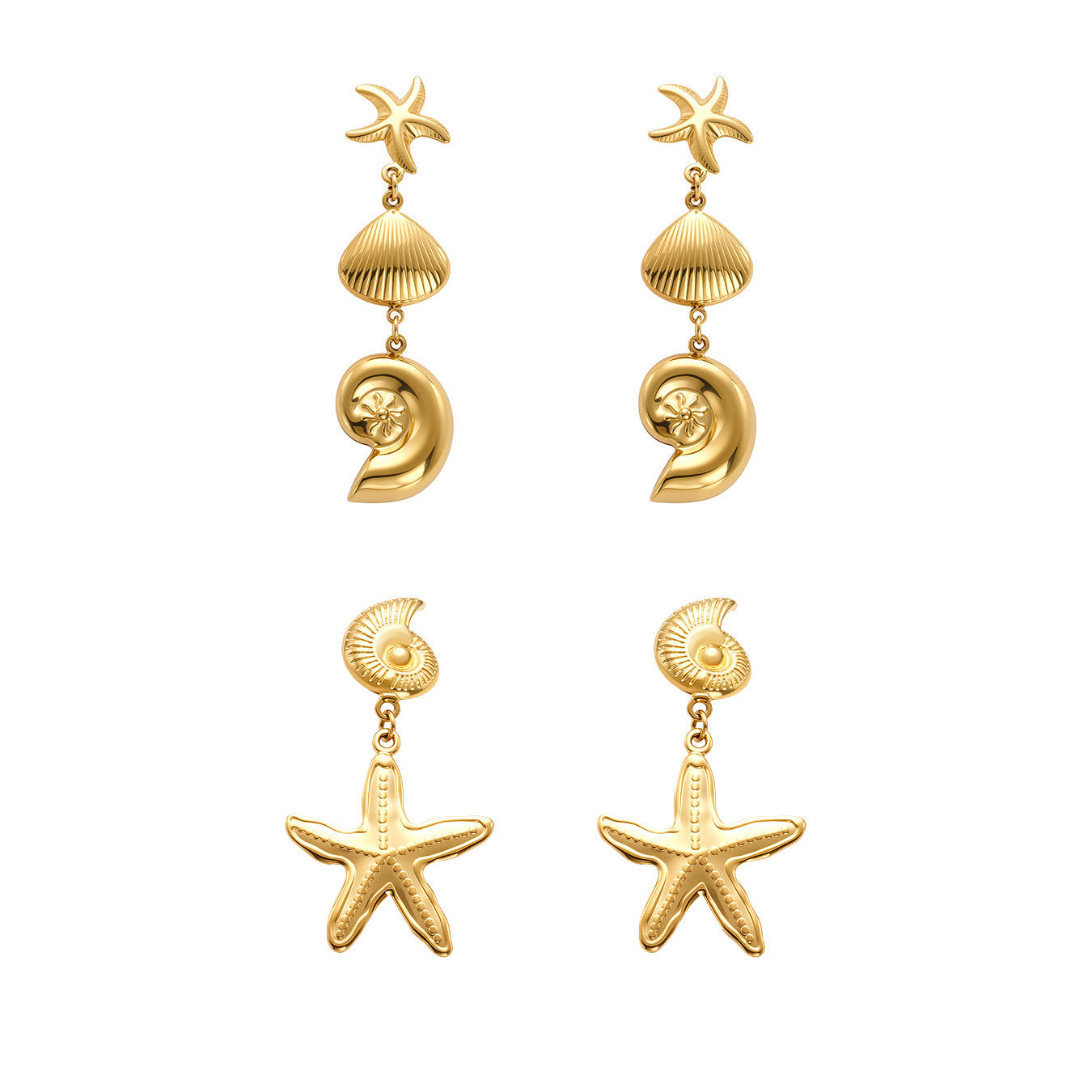 Planderful Ocean Style Sea Star Earrings Gold Plated For Her