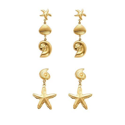 Planderful Ocean Style Sea Star Earrings Gold Plated For Her