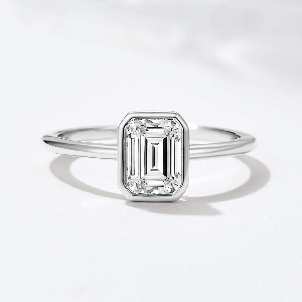 S925 Sterling Silver Square Zircon Ring