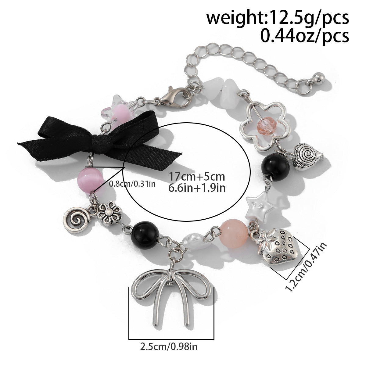 Planderful Pearl Bow Bracelet Imitation Pearls Fringed Statement Jewelry Lolita Style