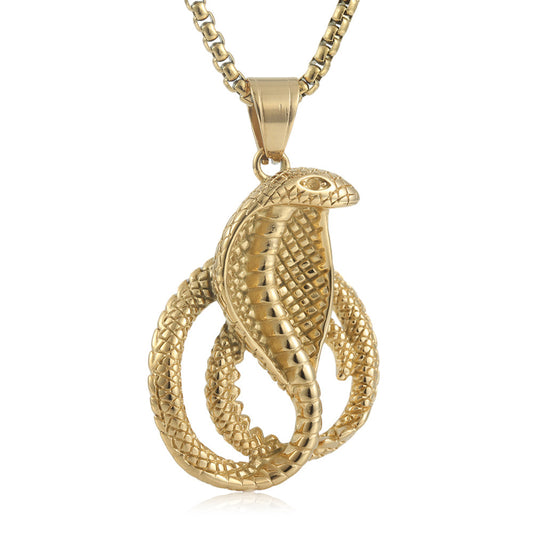 European And American Stainless Steel Cobra Pendant For Men