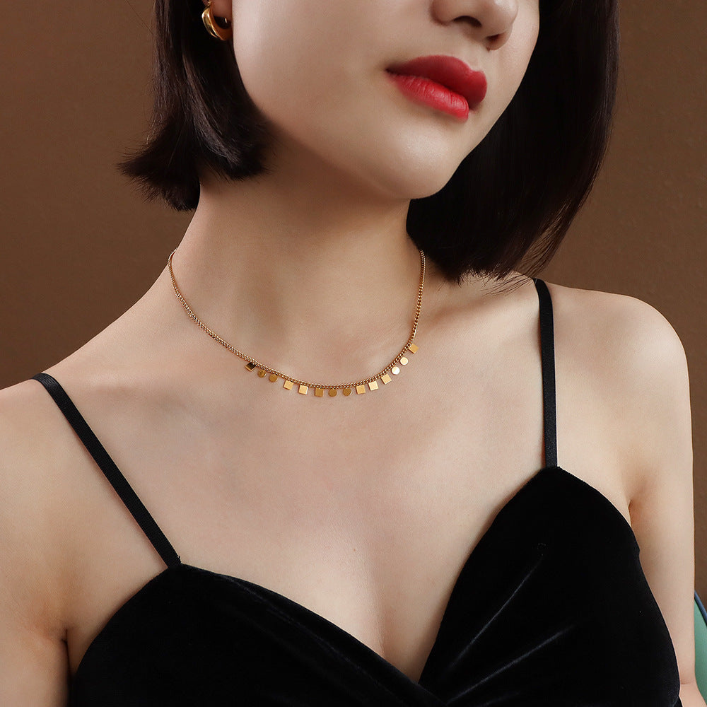 Japanese and Korean Instagram Style Titanium Steel Tassel Necklace