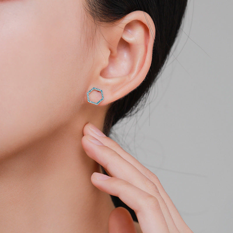 925 Sterling Silver Turquoise Openwork Stud Earrings