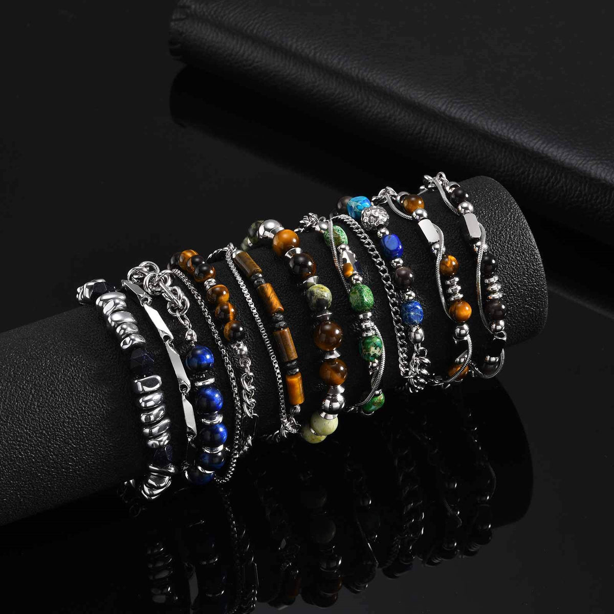 Natural Stone Stainless Steel Bracelet for Men