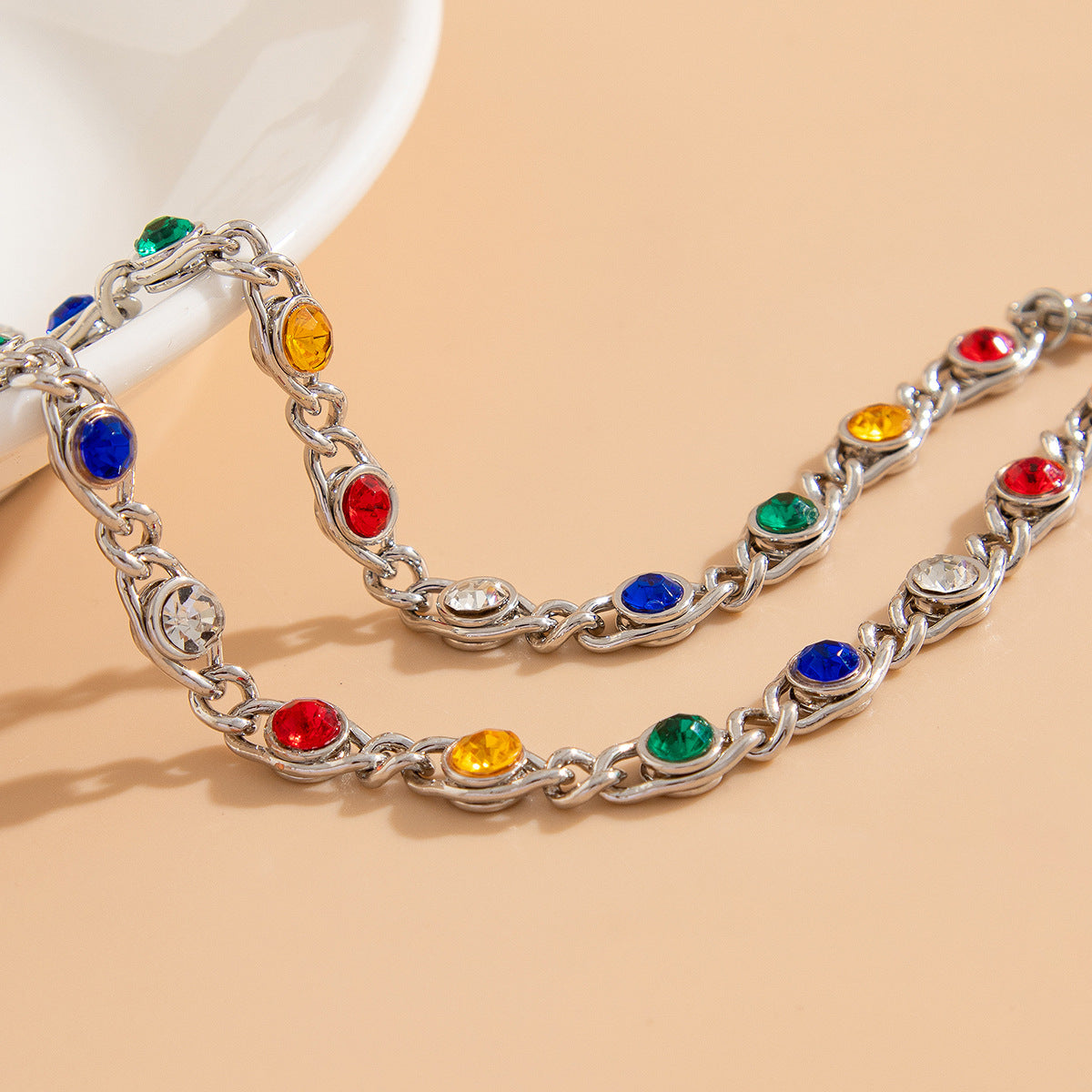 Colorful Crystal-Style Choker Necklace