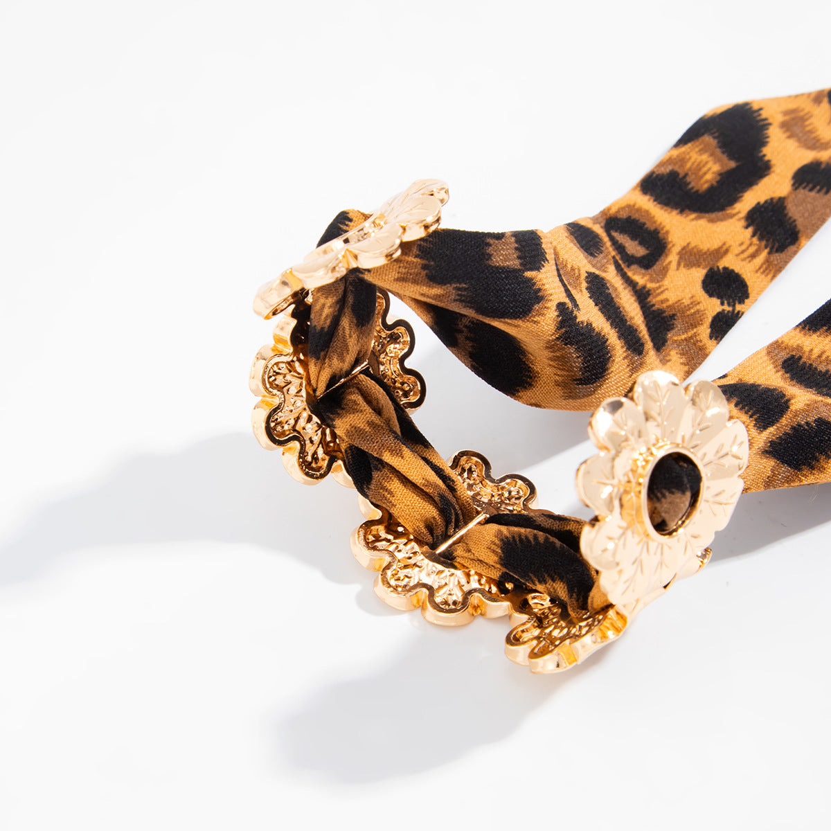 Planderful Silk Scarf Opening Bracelet Vintage Retro Gold Tone For Women Starfish Flower Engraved