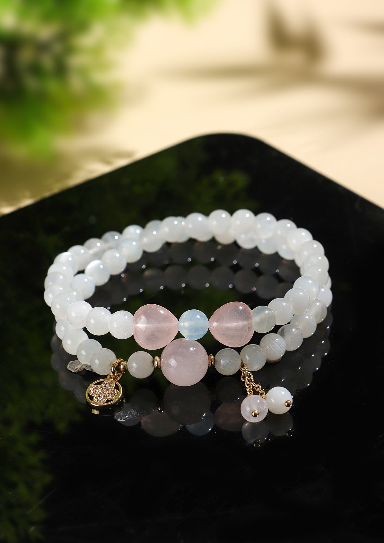 Planderful Fortune's Favor Double Circle Pink Crystal Love Bracelet – Fresh and Sweet Aesthetic