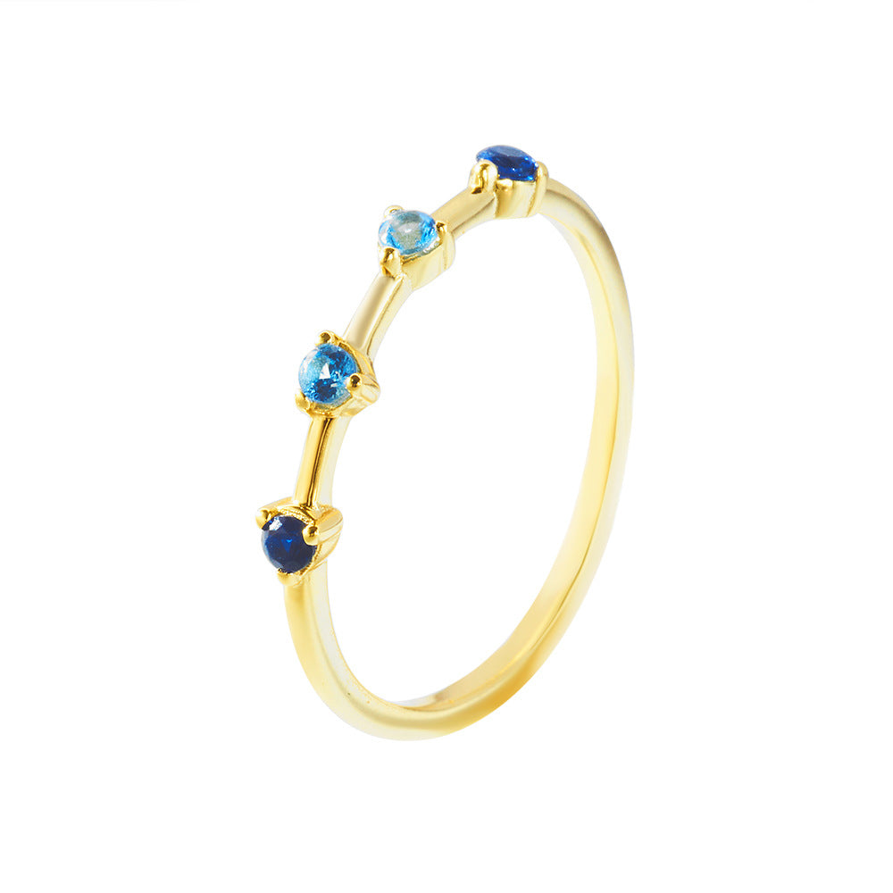 Planderful Sterling Silver Gradient Blue Zircon Ring For Women Minimalist Everyday Luxury