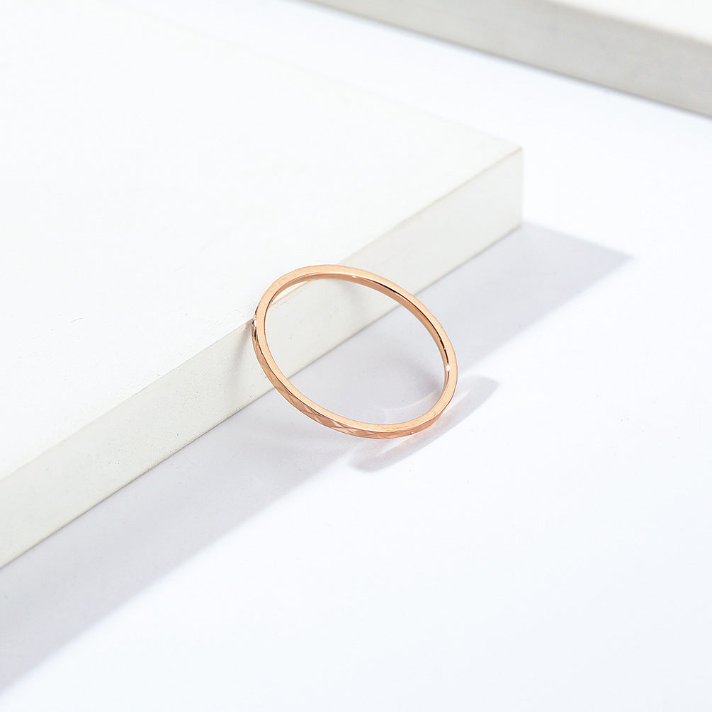 Planderful Titanium Steel Ring For Women 1mm Rhombus Stacked Minimalist Wedding Band Light Luxury Jewelry