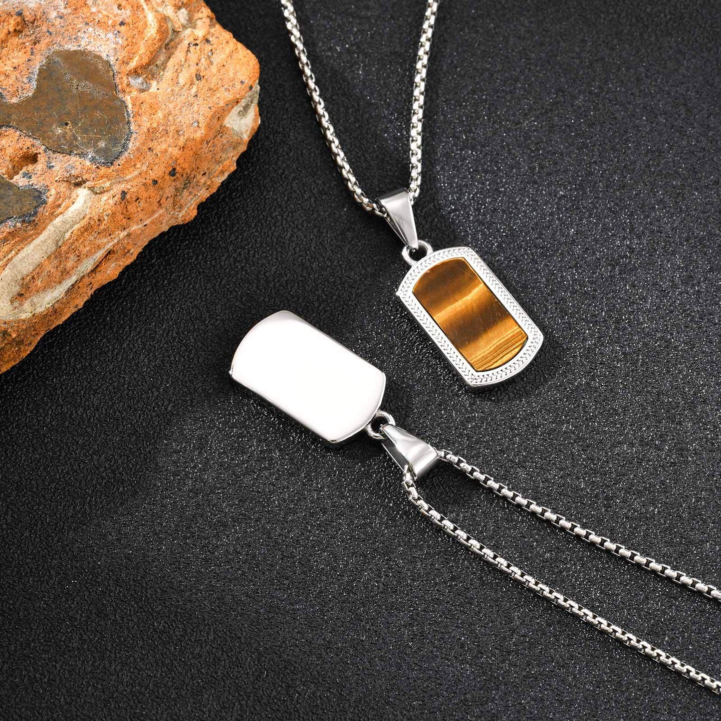 Planderful Stainless Steel Hip Hop Tiger Eye Pendant Men