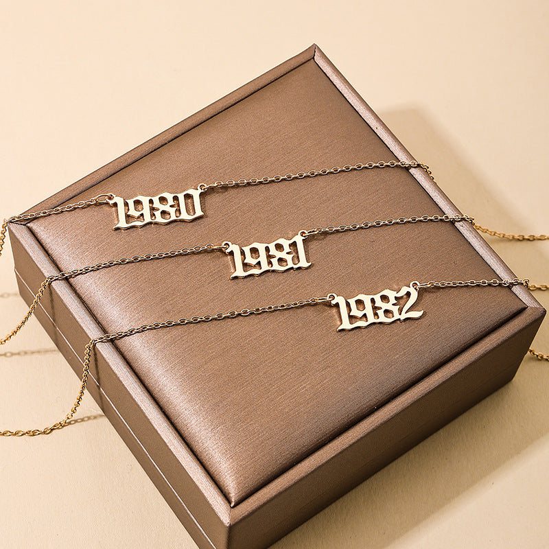Customized Year Necklace for Women, Stylish Birthday Jewelry Set
