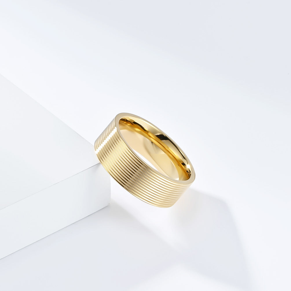 Cross-Border New Simple Titanium Steel Ring for Men and Women