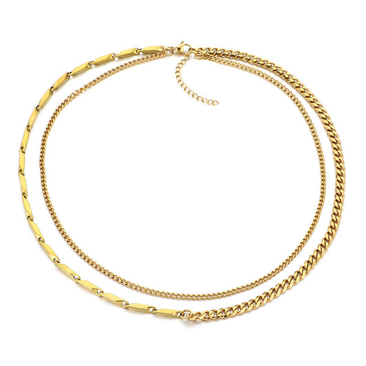 Planderful Layered Cuban Necklace for Men Double Chain Sturdy