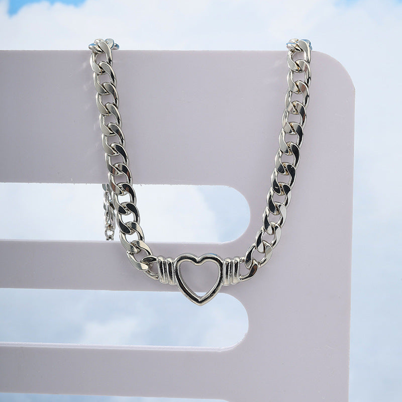 Trendy Retro Hollow Heart Wide Face Necklace - Vienna Verve Collection