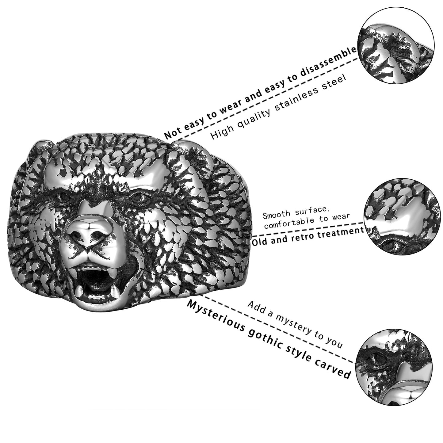 Titanium Steel Ring - Statement Retro Wolf Head Men's Ring For Dominant Style Planderful
