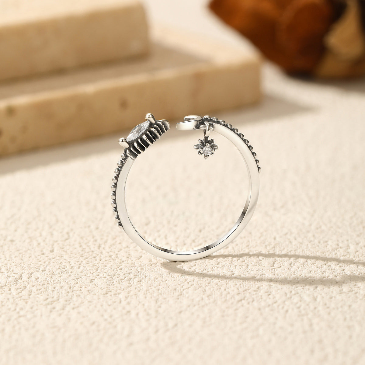 925 Sterling Silver Celestial Moon Zircon Ring