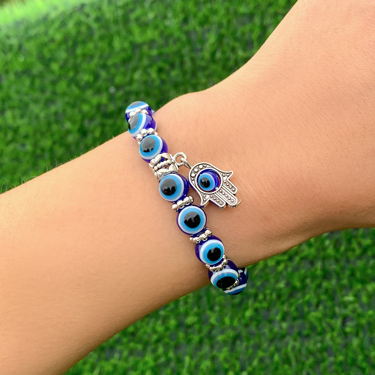 Planderful Beaded Eye Palm Pendant Bracelet Personalized European Style Statement Jewelry for Women