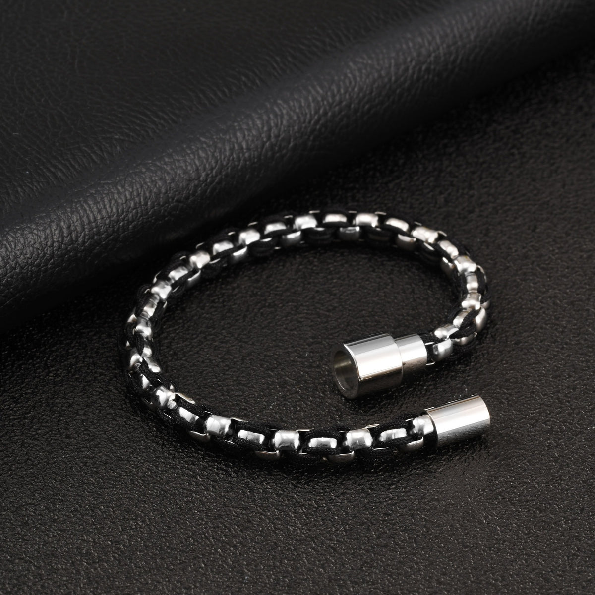 Pearl Braided Stainless Steel Bracelet for Men