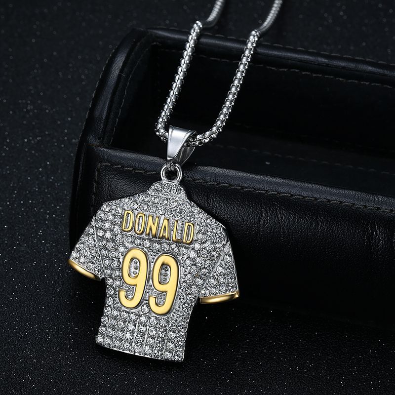Hip Hop Necklace Titanium Steel Gold Plated Zircon NFL Jersey No 99 Pendant For Fans By Planderful Everyday Genie