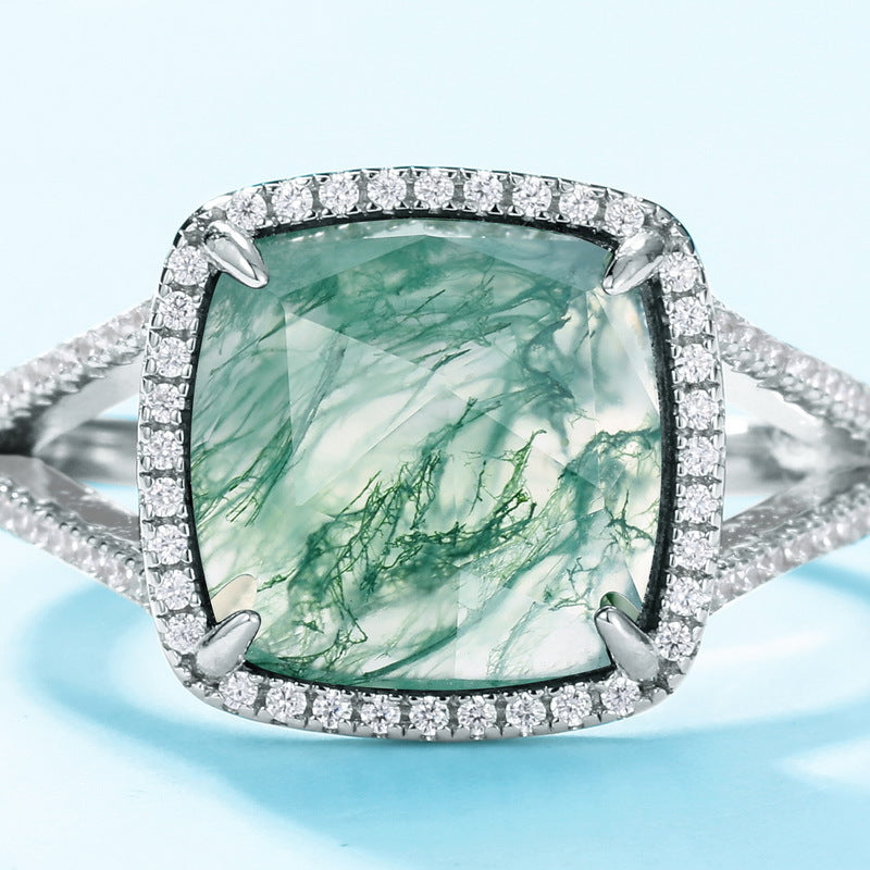 S925 Sterling Silver Moss Agate Signature Ring