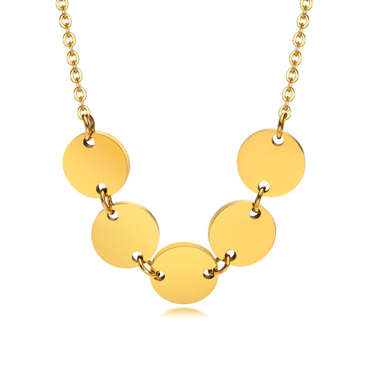 Cross-Border Fashion Wholesale Stainless Steel Disc Necklace