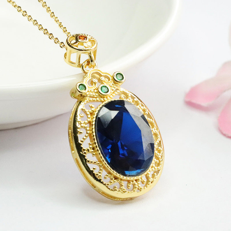 Lab-Grown Blue Spinel Cloud Pendant — No Chain