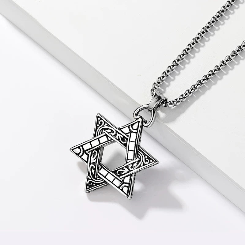 Planderful Titanium Hexagram Necklace For Unisex Streetwear Bold Urban Hip Hop Pendant Gift Idea