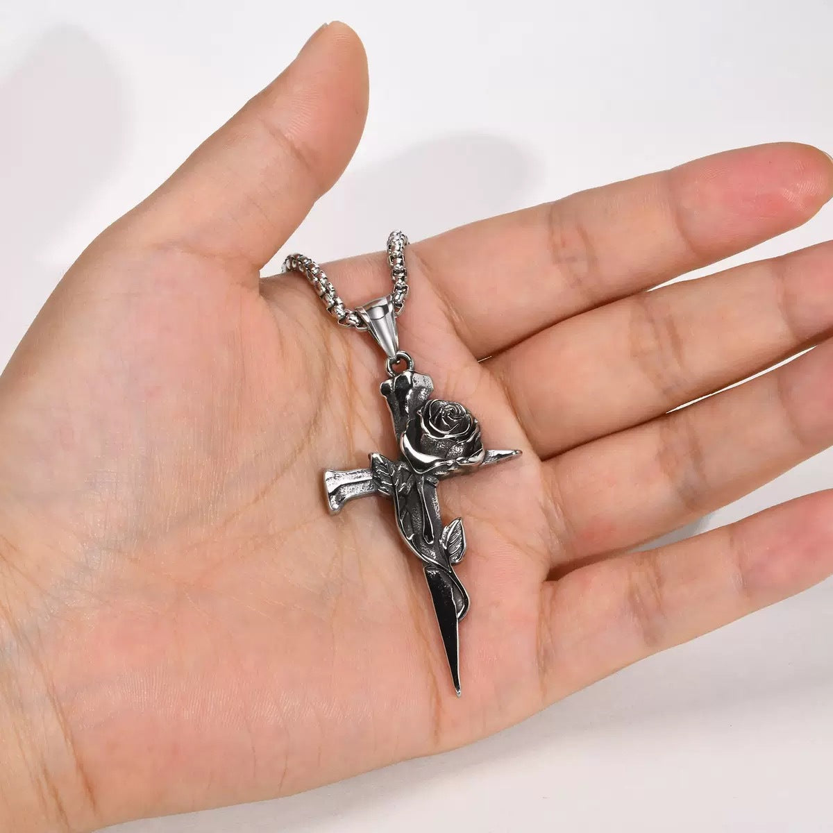 Stainless Steel Cross Necklace For Men Planderful Everyday Genie Rose Vintage Pendant