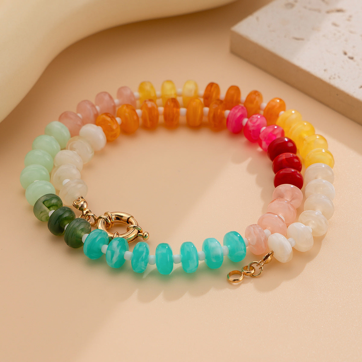 Rainbow Acrylic Beaded Necklace Collection