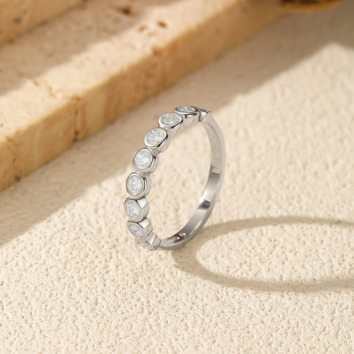 S925 Sterling Silver Bubble Moissanite Ring
