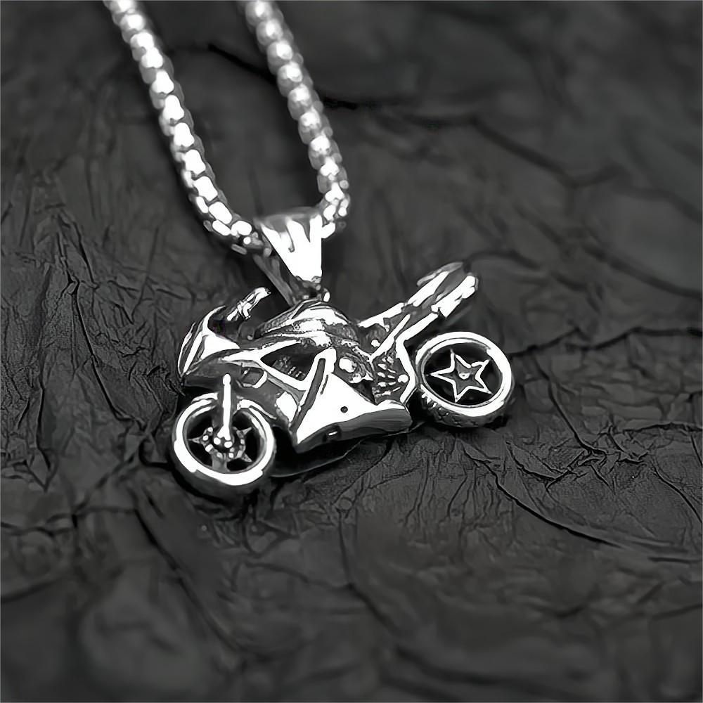 European And American Jewelry Wholesale Titanium Steel Men's Pendant Necklace Retro Hip-Hop Motorcycle Tag