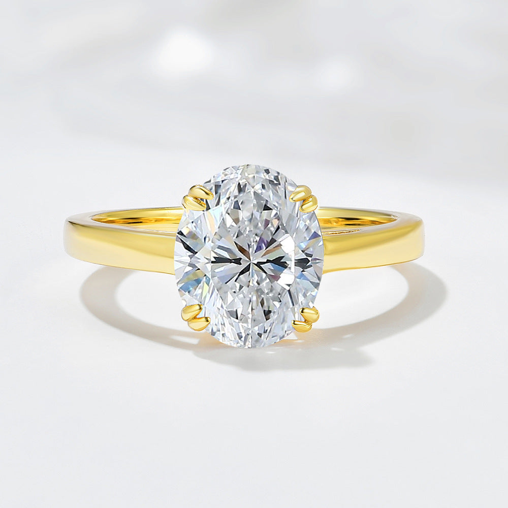 Super Flash 5a Oval Zircon Ring S925 Sterling Silver Design Wedding Ring Jewelry