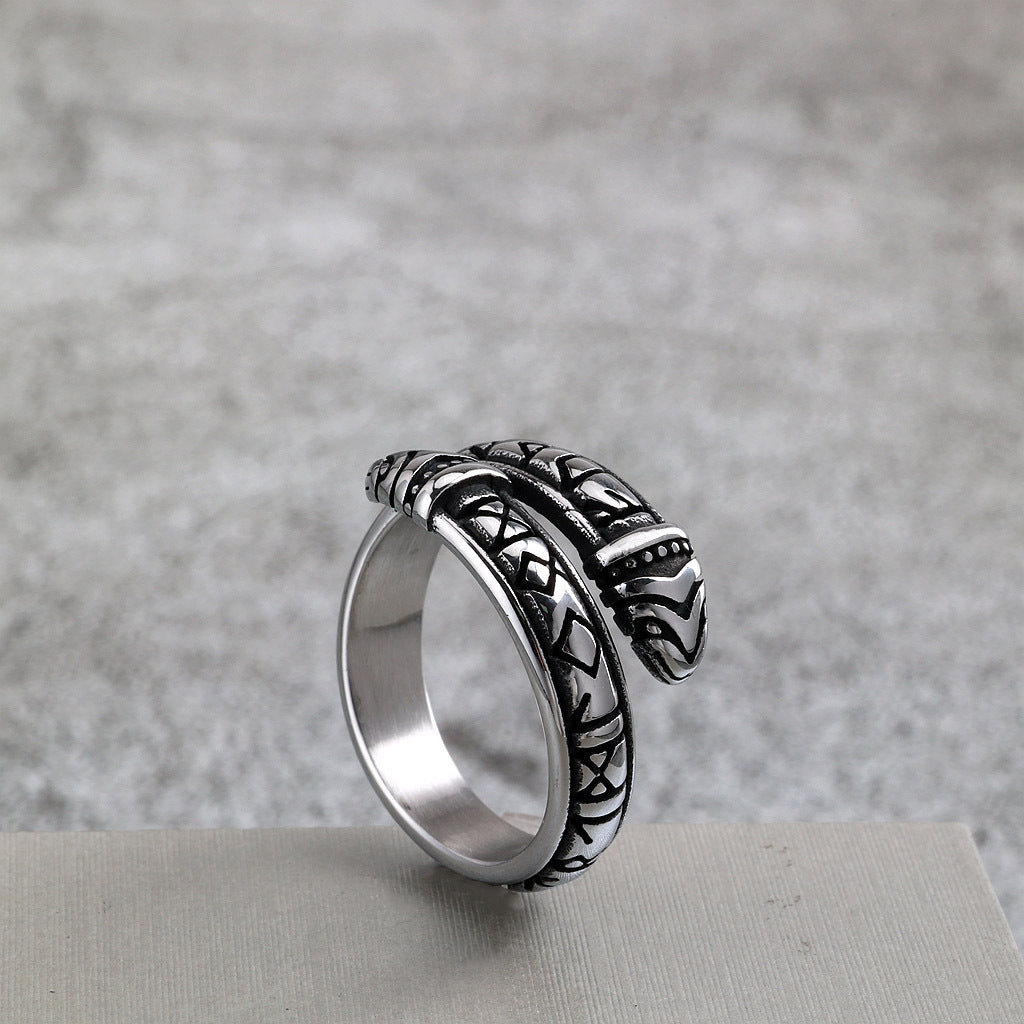 Vintage Viking Snake Stainless Steel Ring
