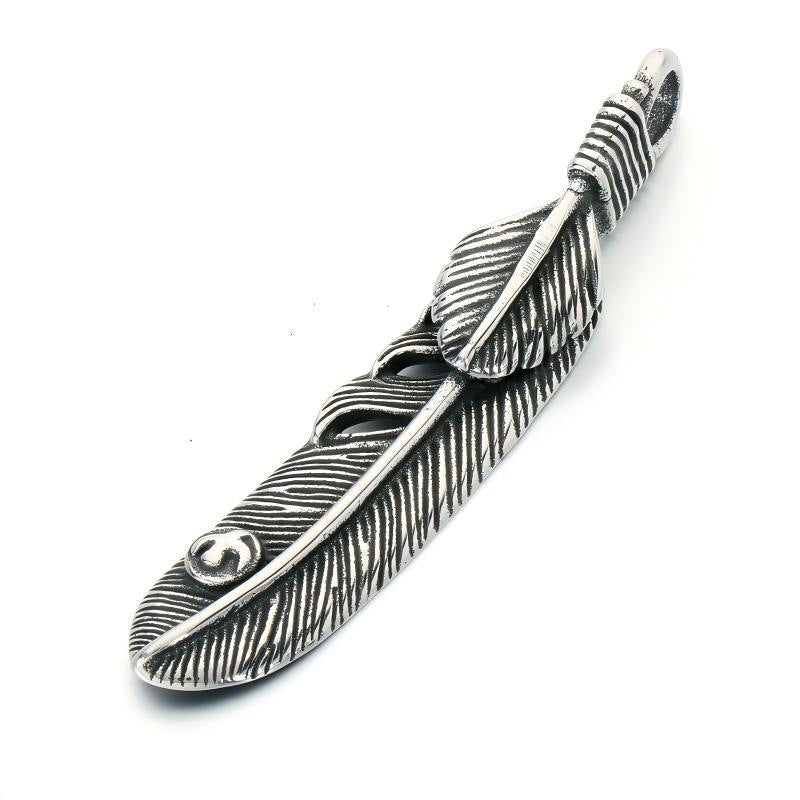 Retro Style Feather Wings Pendant Indian Style Eagle Claw Feather Angel Wings Stainless Necklace