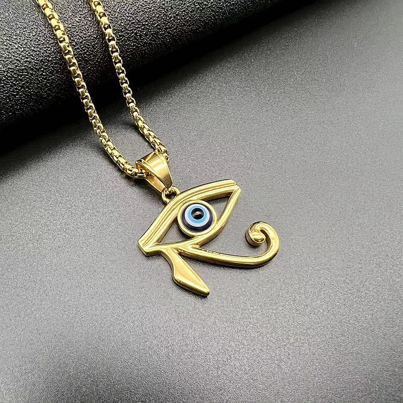 Planderful Horus Eye Pendant Necklace Gold Plated Stainless Steel Everyday Genie Collection Gift For Egyptology Fans