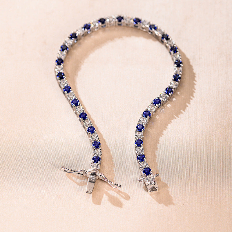 Lab Created Sapphire Tennis Silver Bracelet