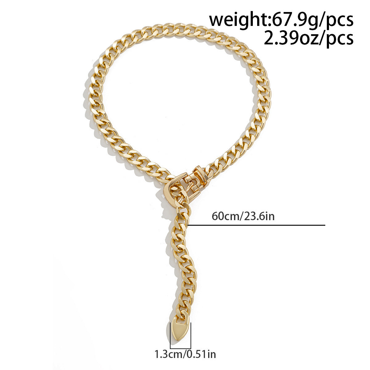 Punk Buckle Chain Statement Necklace