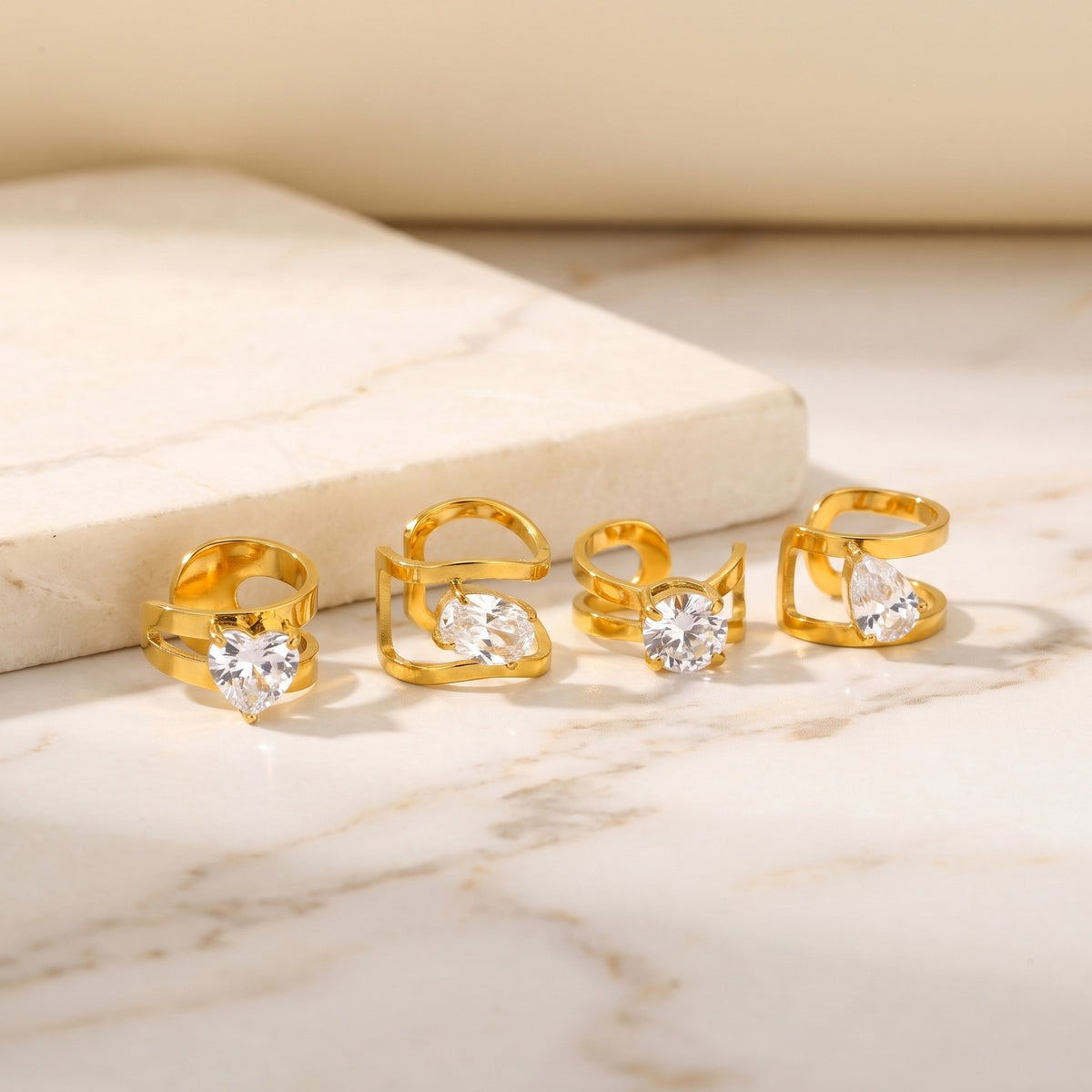 Stainless Steel Zircon Heart Earrings