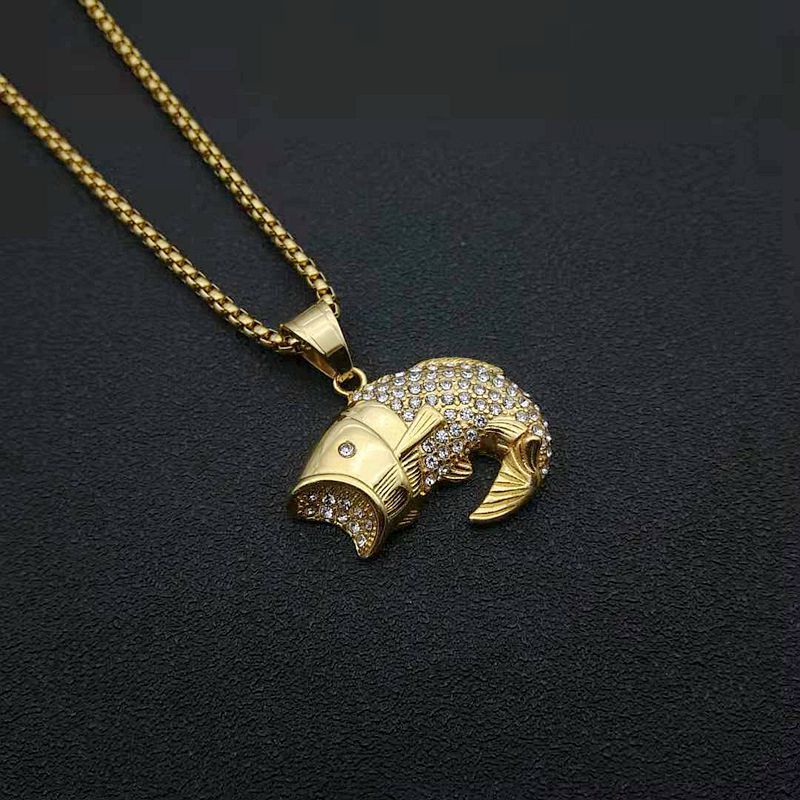 Zircon Necklace – Statement Urban Hip Hop Pendant Necklace In Gold-Plated Stainless Steel