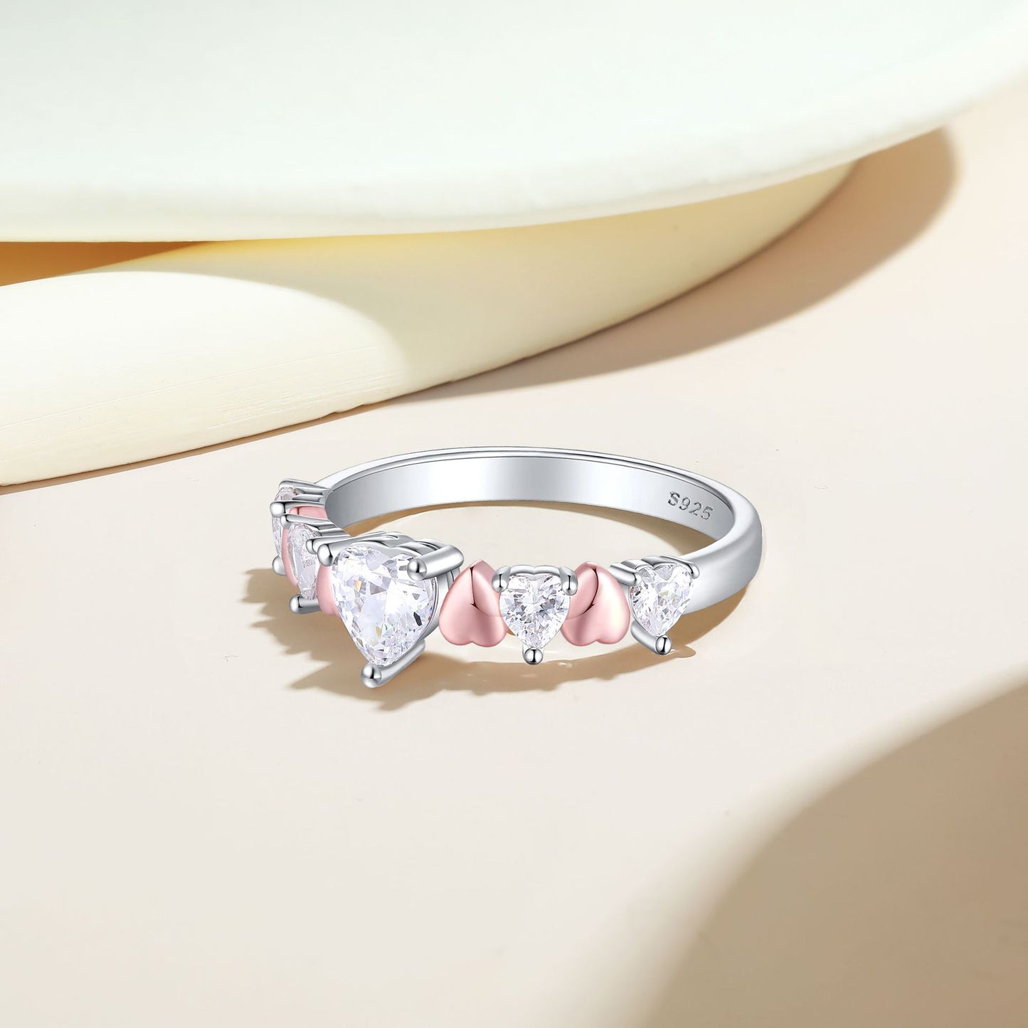 S925 Sterling Silver Heart-Shaped Love Ring Women's Design