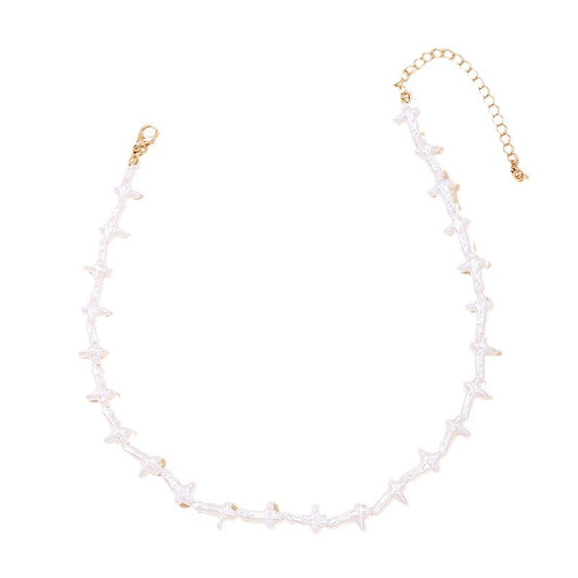 Elegant White Pearl Necklace with a Touch of Fairy Glamour