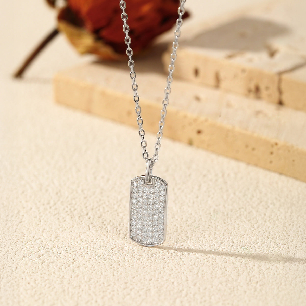 925 Sterling Silver Square Moissanite Necklace