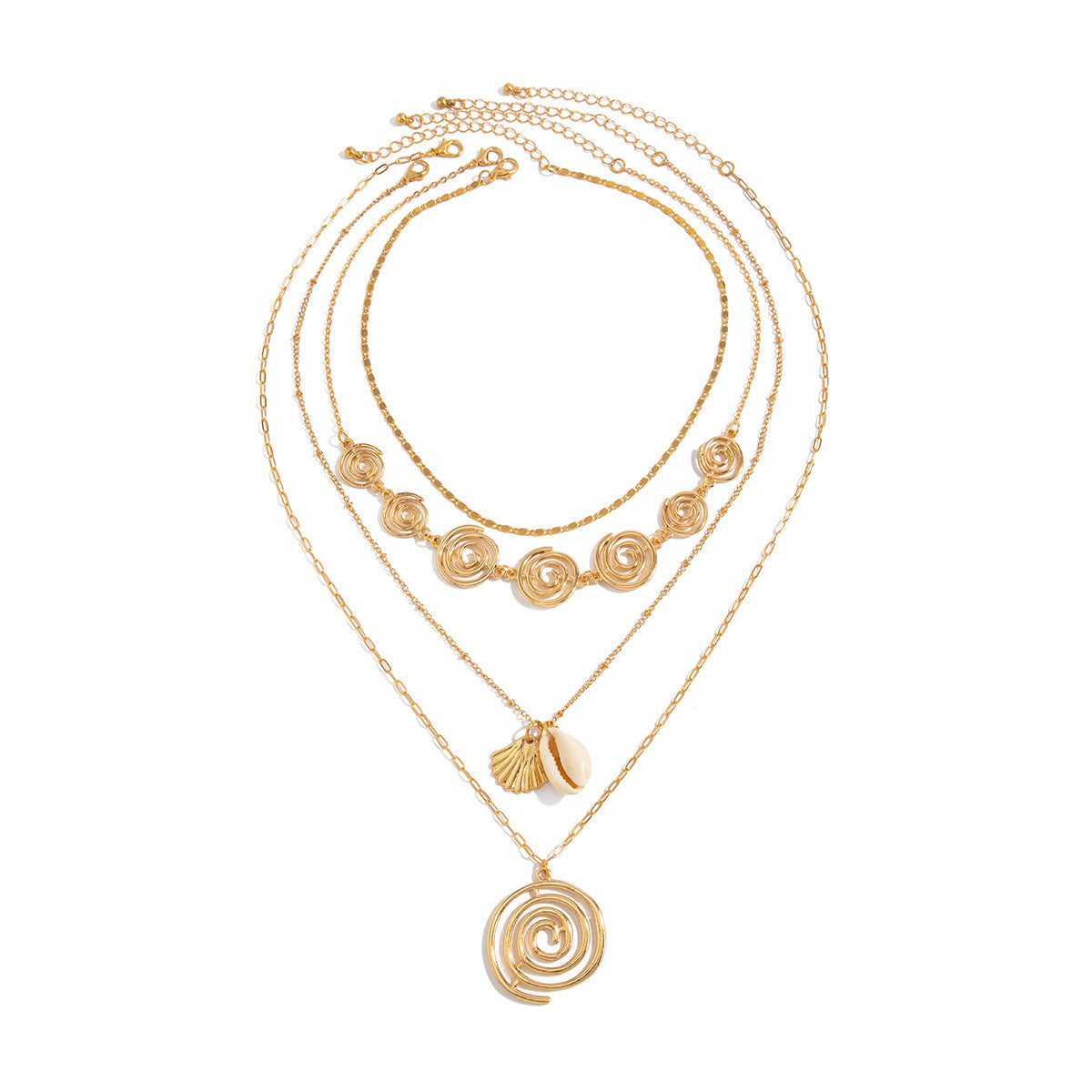 Spiral Shell Tassel Pendant Necklace