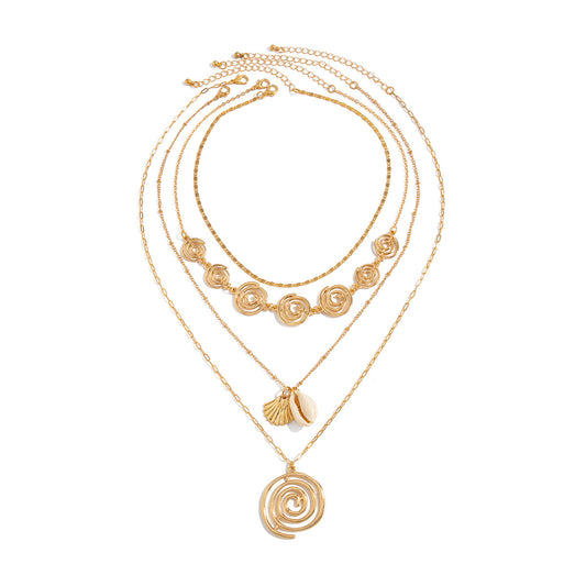 Spiral Shell Tassel Pendant Necklace