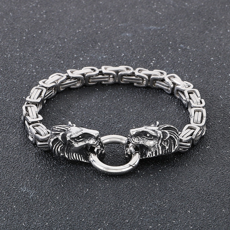 Planderful Lion Head Titanium Hip Hop Chain Bracelet For Men
