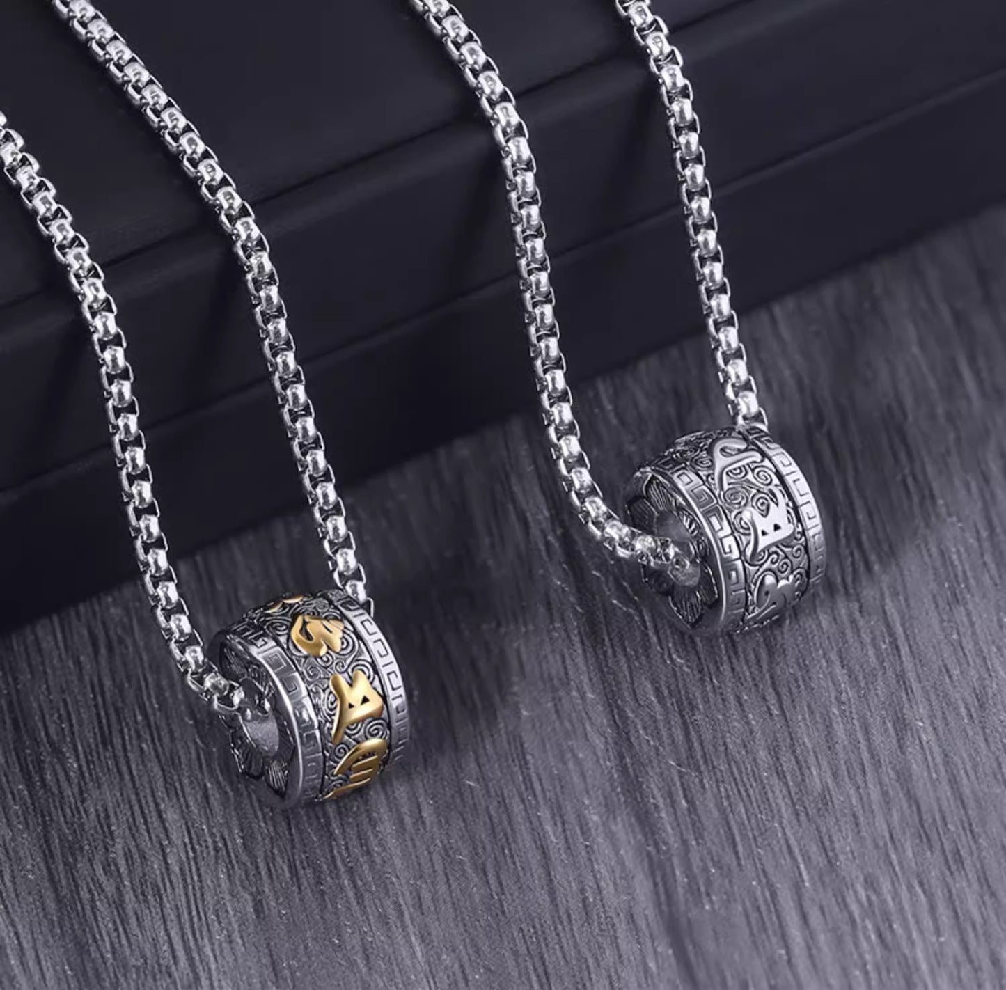 Planderful Jewelry Everyday Genie Stainless Steel Necklace Mens With Mantra Beads Pendant