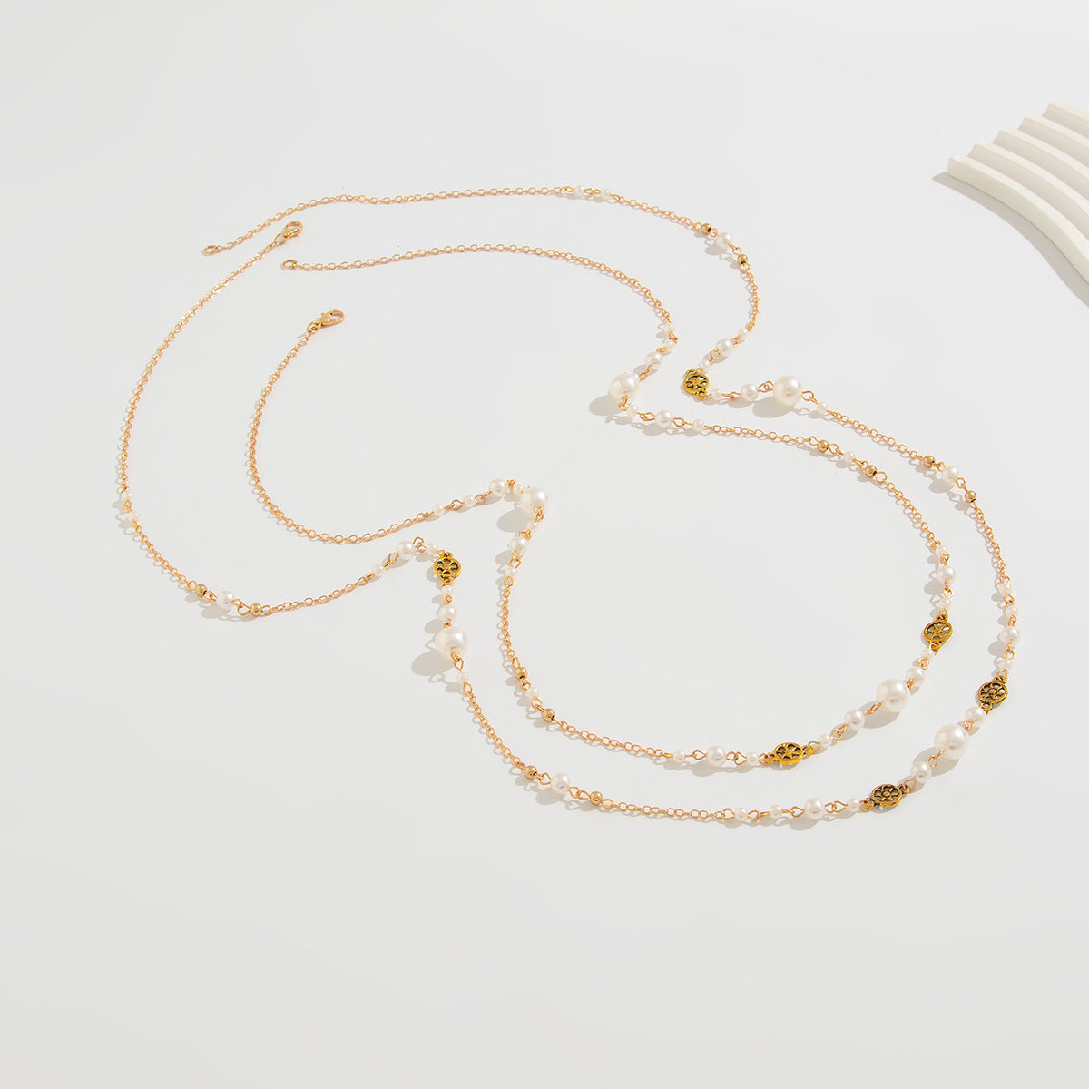 Retro Star-Shaped Fringed Sweater Chain For Imitation Pearls Stacked With Long Necklaces Necklace